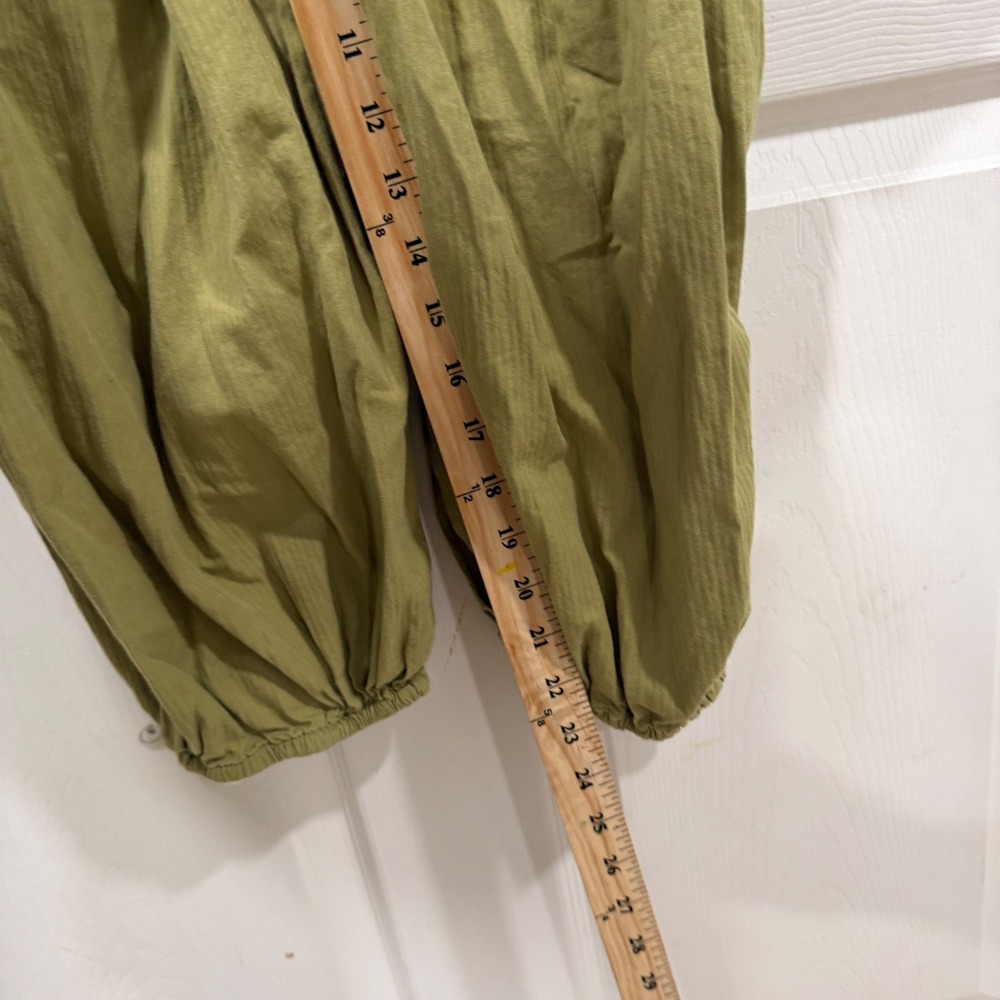 Free People Green Harem Jogger Pants Ruched Baggy Boho Olive Gray Waistband - Picture 5 of 11